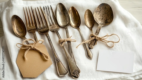 Antique silverware set rustic spoons forks and knives