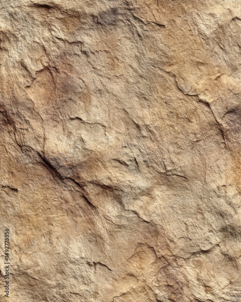 Obraz premium Close up of natural stone wall with rough texture in warm brown tones full frame shot