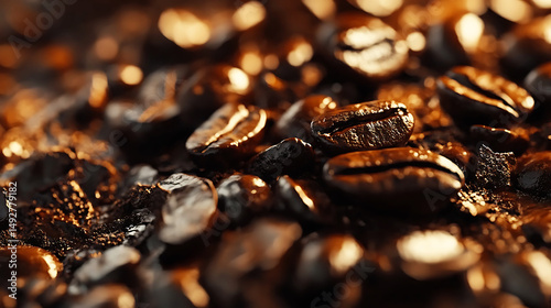 Roasted Coffee Beans Close Up Rich Brown Texture Background hot dark food warm drink aroma latte    