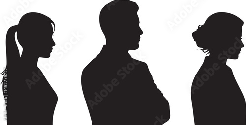 Silhouette Profiles of Three Individuals Woman Man Woman