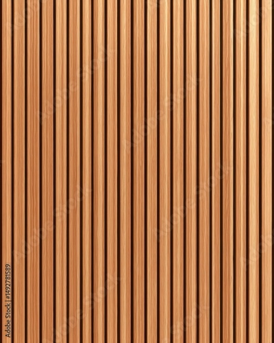 Wood wall paneling in vertical slats showing natural grain and texture for interior design close up full frame