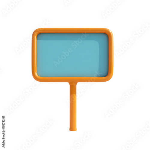 Orange sign with blue display isolated on transparent background