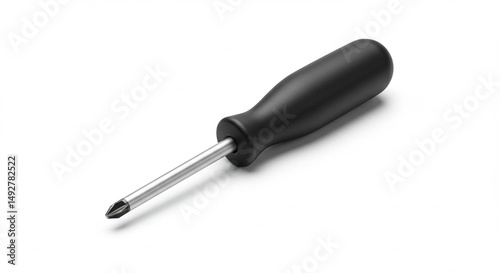 A single flathead screwdriver isolated on a white background, realistic lighting, sharp focus, product photography style