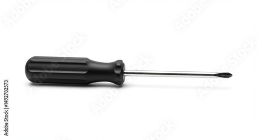 A single flathead screwdriver isolated on a white background, realistic lighting, sharp focus, product photography style