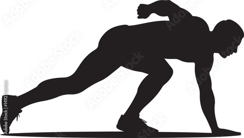 Silhouette of a Male Sprinter in Starting Position