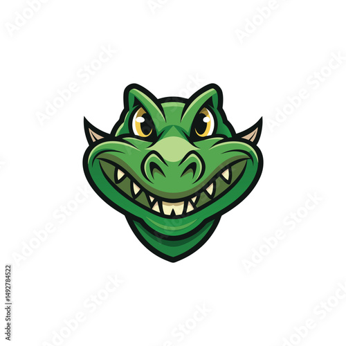 Flat and Minimal a crocodile head logo vector illustration isolated on white background