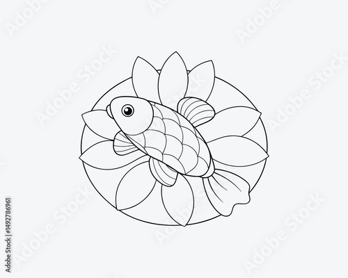 vector illustration of a fish, line art illustration for coloring design