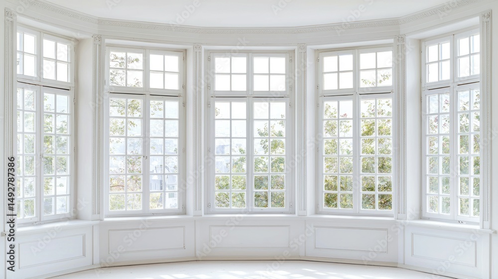Fototapeta premium Large bay windows isolated on white background