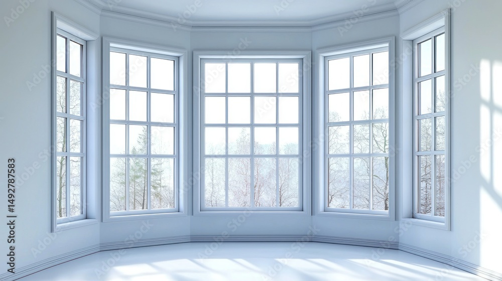 Fototapeta premium Large bay windows isolated on white background