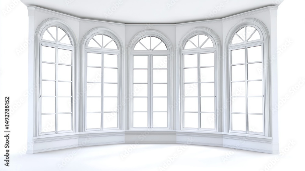 Fototapeta premium Large bay windows isolated on white background
