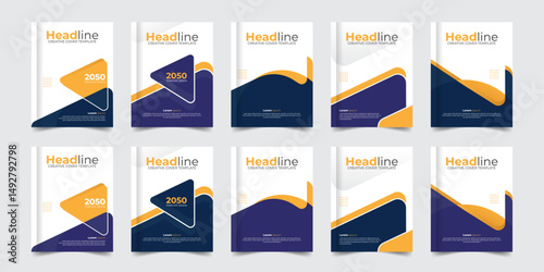 Corporate Branding Template Business book cover Layout Vector, Elegant and Professional book cover bundle, 5 set collection with 2 color variation, Stationery template design
