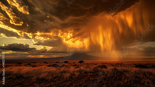  A sudden downpour on Mount Kilimanjaro with dark clouds rolling (1)