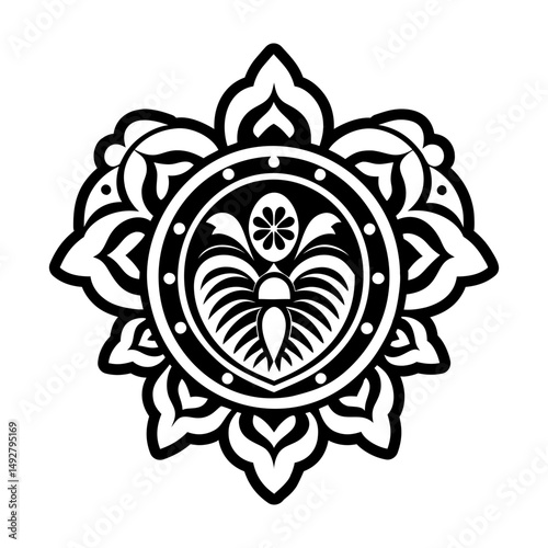 A filled style icon depicting wisdom mandala enlightenment