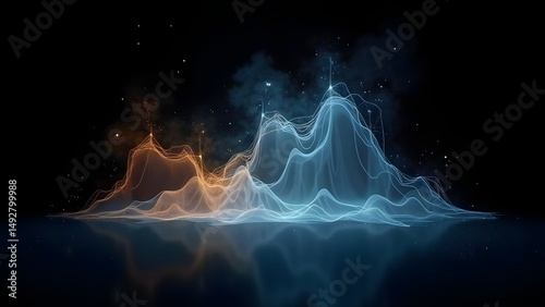 Abstract Digital Network Background with Glowing Lines, Data Structure Visualization