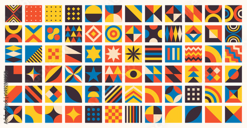 Minimalist geometric bauhaus square shapes collection