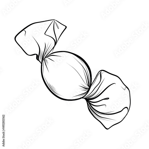 Wrapped round candy hand drawn sketch vector