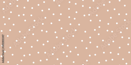 Minimal polka dot seamless pattern in beige colors. Dotted cute background. Random dots. Pattern for nursery design, baby textile, stationery, eco packaging, branding, wallpaper, cover, fabric print