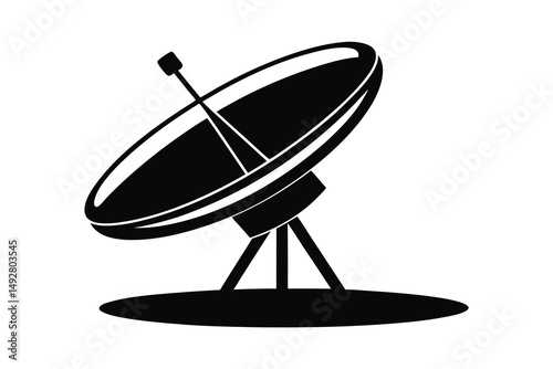 Dish antenna silhouette on white background