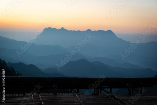 Wallpaper Mural Beautiful landscape of sunrise at Doi Luang Chiang Dao Mountain Peak viewpoint in the National Park has and important ecosystem. It is the second-highest mountain in Chiang Mai, Thailand. Torontodigital.ca