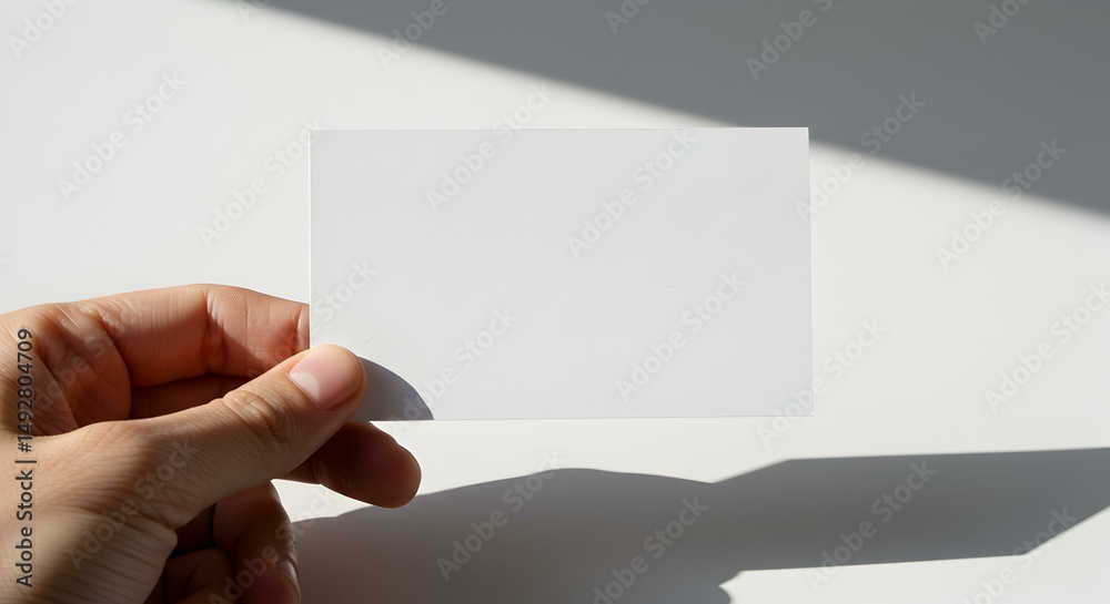 Fototapeta premium Blank Card Mockup on Dark Wooden Surface with Minimalist Setup