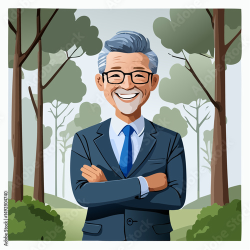Businessman Portrait Outdoors in Forest