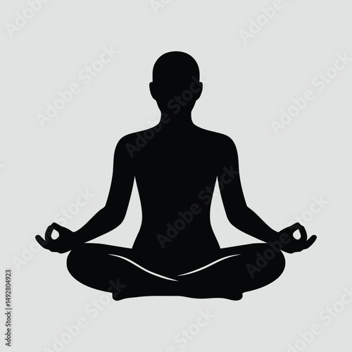 Meditating Person in Lotus Pose Silhouette Vector Illustration