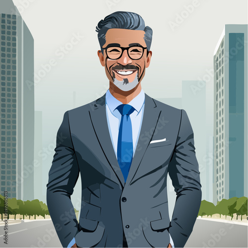 Confident Businessman Male in Cityscape