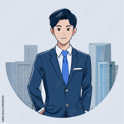 Confident Businessman Male in Cityscape