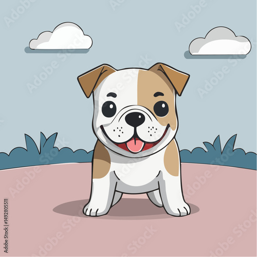 Cute Cartoon Bulldog Puppy Illustration