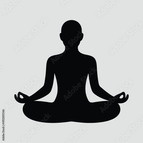 Meditating Person in Lotus Pose Minimalist Silhouette Vector Illustration