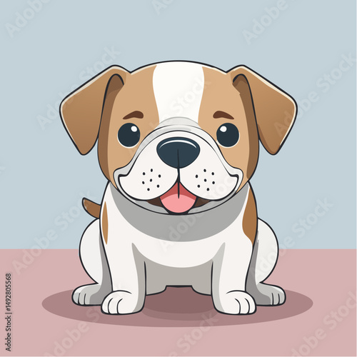 Cute Cartoon Bulldog Puppy Illustration