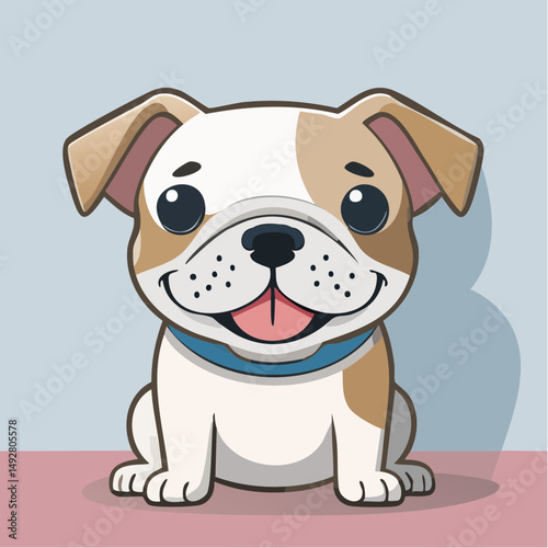 Cute Cartoon Bulldog Puppy Illustration