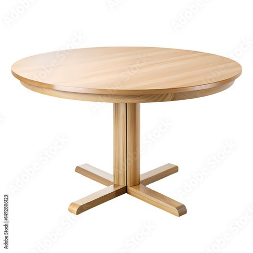 Round Wooden Dining Table isolated on transparent background