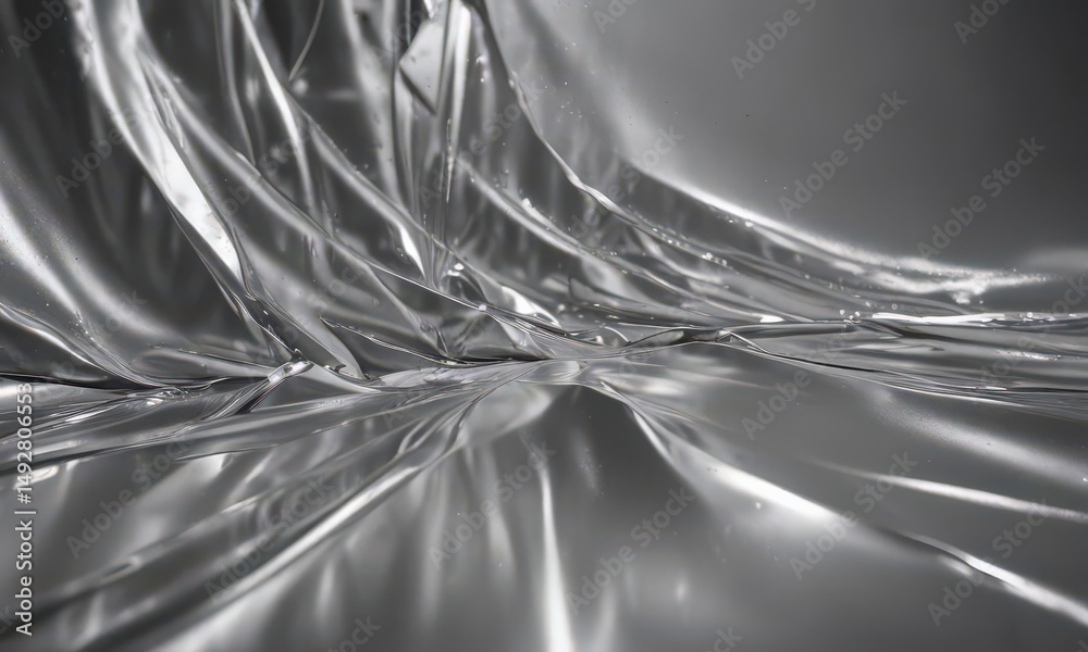Obraz premium Deep creases in shiny silver foil create dramatic light reflections Elegant, upscale backdrop , abstract, art, silver