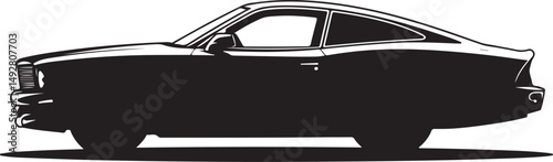 Classic Muscle Car Silhouette Side View Illustration