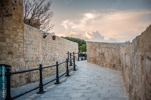 Bastion Square view in Mdina City of Malta. Road to the observation deck.
