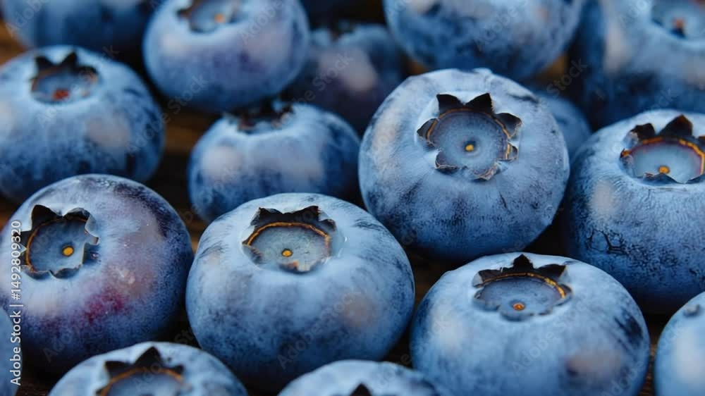 Close-up of fresh blueberries with water droplets. Ideal for food themes, healthy eating, and fresh produce visuals. Antioxidant, juicy.