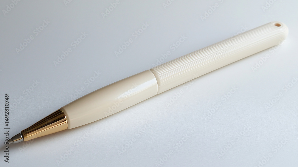 Naklejka premium Cream-colored pen with gold accents