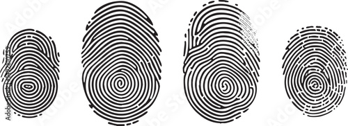 Fingerprint icons set vector isolated on white. Thumbprint secure design for identity lock logo. Fingerprint patterns used in digital security.