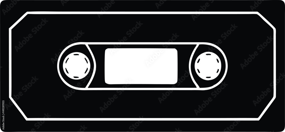 vhs cassette tape silhouette vector icon