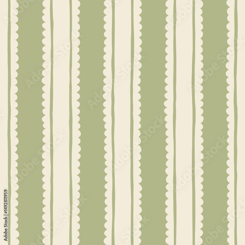 Coquette hand drawn stripes seamless pattern. Cute charming line vector print. A whimsical mix of vintage, Y2K and romantic styles for greeting cards, gifts, fashion, and celebration designs.