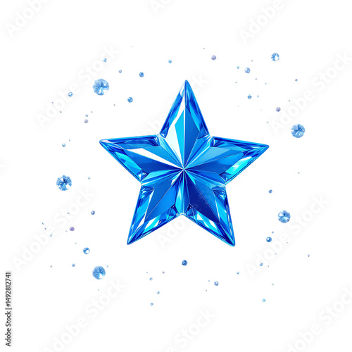 Shining blue star with sparkling diamonds