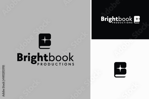 A Book with Cover Star as Initial Letter B for Publisher or School Education logo design