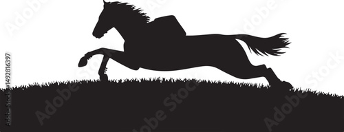 Silhouette of a Horse Galloping Across a Field
