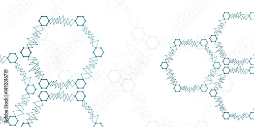 The molecular structure of DNA and the connection of neurons atoms. Science concept for your design. Medical technology, chemistry, science background. Vector illustration