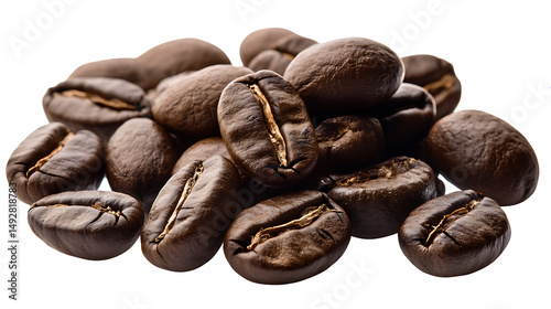 Roasted Coffee Beans Rich Aroma Dark Brown Pile Closeup food cafe brew drink fresh image photo      