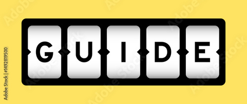 Black color in word guide on slot banner with yellow color background