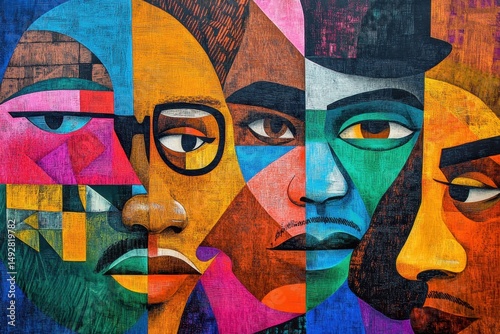 Harlem Renaissance inspired mural-style wallpaper beautifully blends music, literature, and art for Black History Month