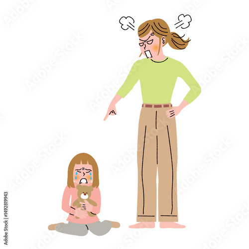 子供を叱る母親