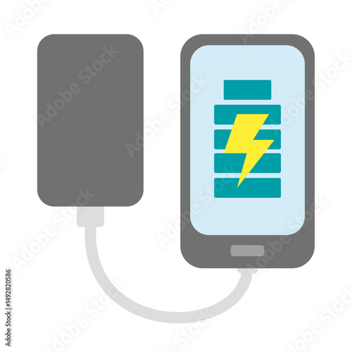 モバイルバッテリーのベクターイラスト：スマートフォン充電・非常用 - Mobile Battery Vector Illustration: For Smartphone Charging and Emergency Us